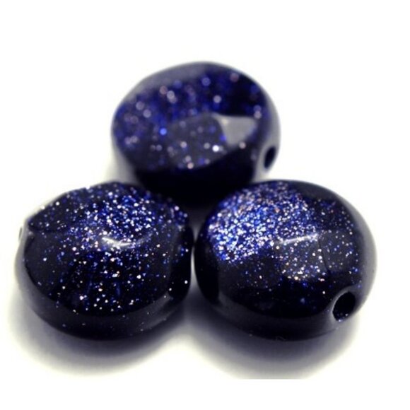 Navy blue Goldstone chunky statement necklace - Picture 4 of 4